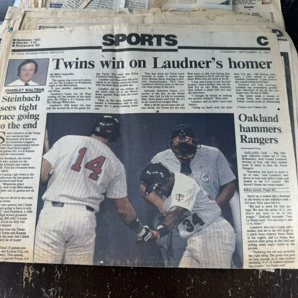 Vintage St Paul Pioneer Press Minnesota Twins World Series 1987 1991 Newspapers